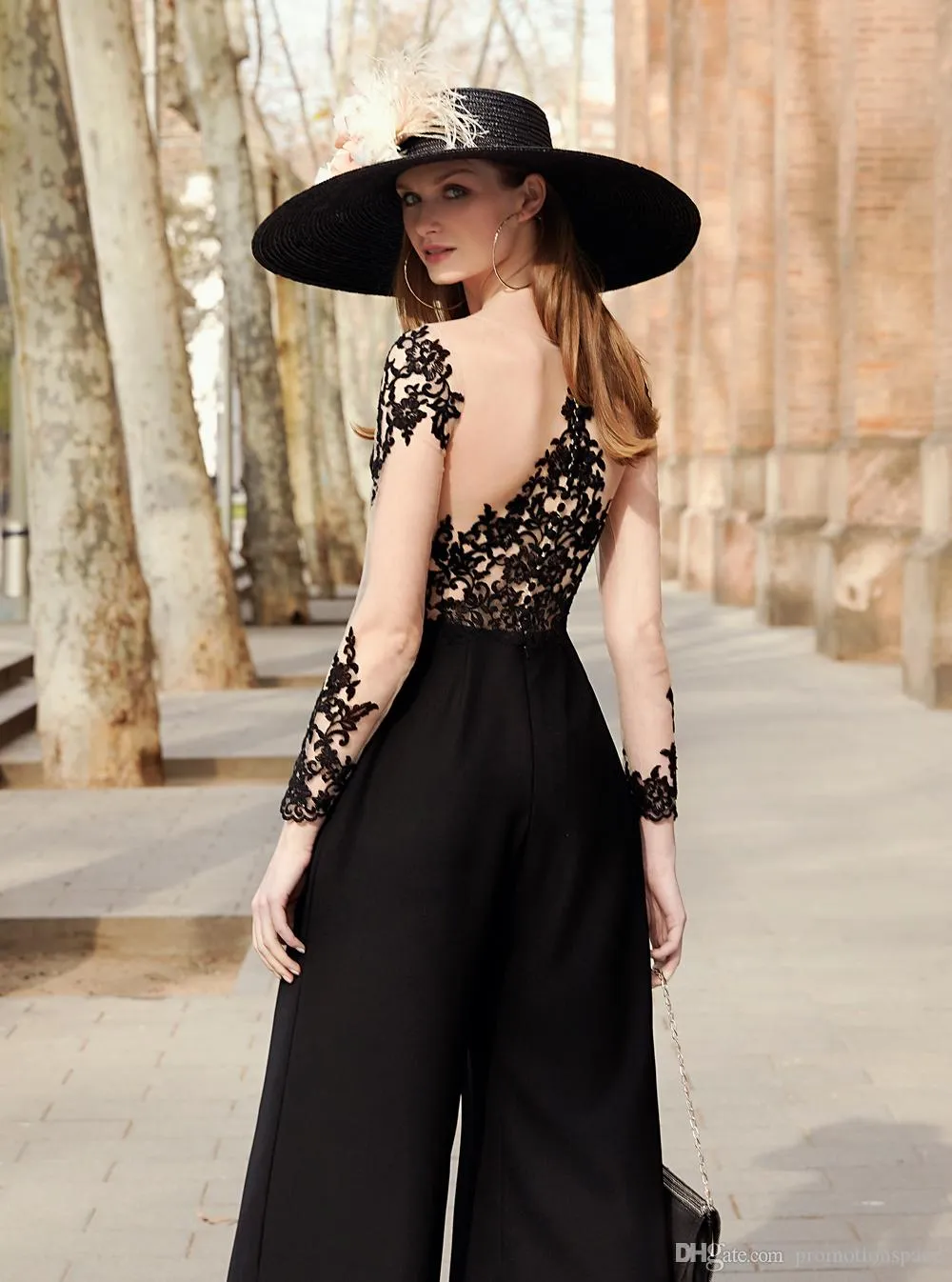 Elegant Lace Jumpsuit With Long Sleeves For Women Formal Evening