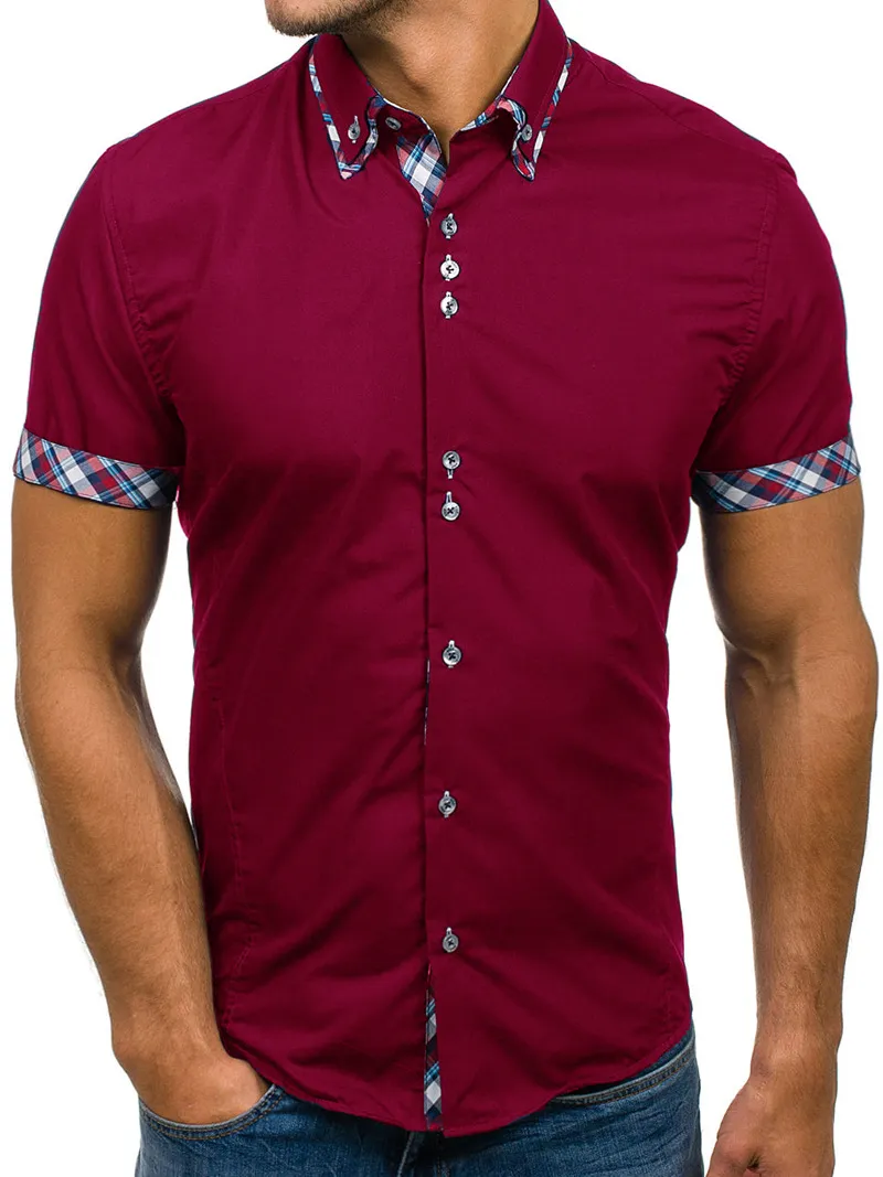Camicia Da Uomo Allingrosso 2019 Camicia Elegante Casual A Maniche Corte Slim Moda Di Marca In Cotone Taglie Forti Tinta Unita Top Vestiti Bianco Nero Da 23 68 DHgate
