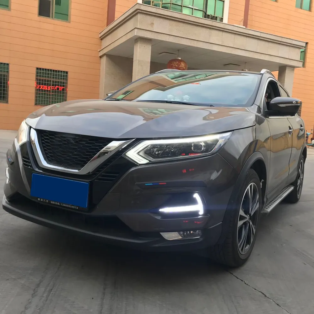 Feu de jour LED pour voiture, 2 pièces, clignotant dynamique jaune, feu antibrouillard DRL pour Nissan Qashqai 2019 2020 2021 2022311g