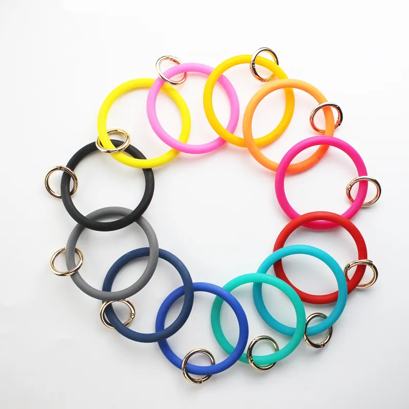 Silicone Keychain Bracelet For Car Keys Fashionable Round Wristlet