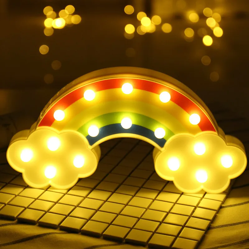 Nouveauté éclairage veilleuse arc-en-ciel appliques alimentées par batterie pour enfants chambres décor en plastique Table fête lumières décoratives