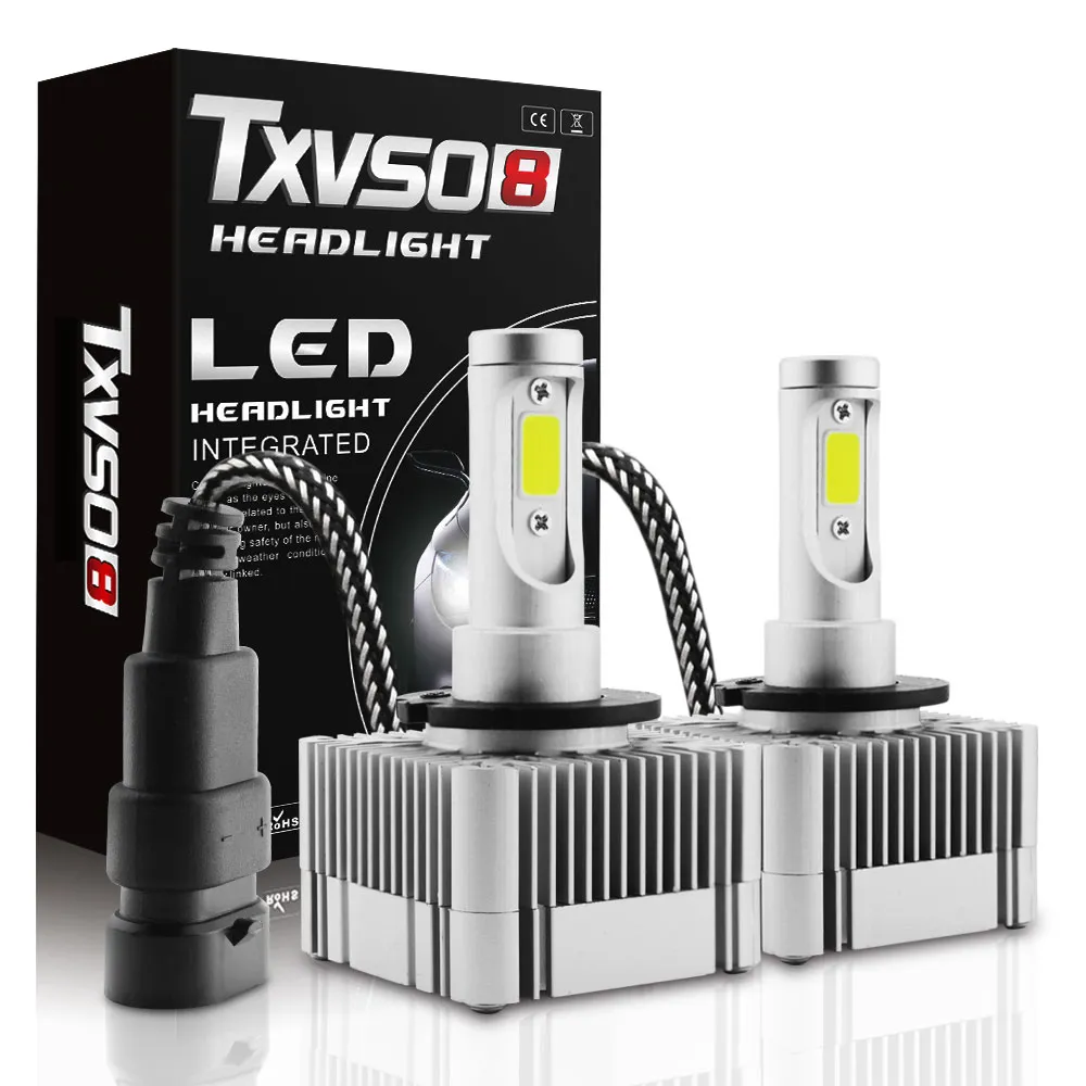 TXVSO8 2PCS D1S D3S LED фар автомобиля Противотуманные лампы 72W 28000LM Супер Яркий Продвинутые лампы Авто 6000K Белый свет против HID