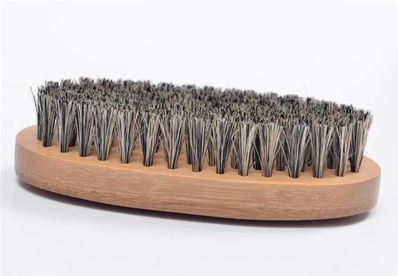 Ensemble de brosses avec manche en bois, peigne à poils de sanglier, poils de sanglier, manche en bois dur et rond, pour barbe et moustache