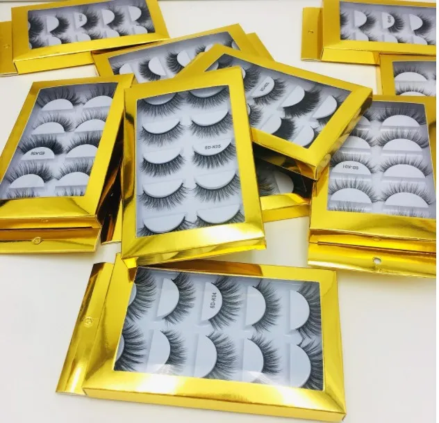 Free Shipping ePacket 5 Pairs Mixed Style Fake 6D Mink Hair Eyelashes False Eyelashes Handmade Natural Long Eyelash Fluffy Lashes Reusable