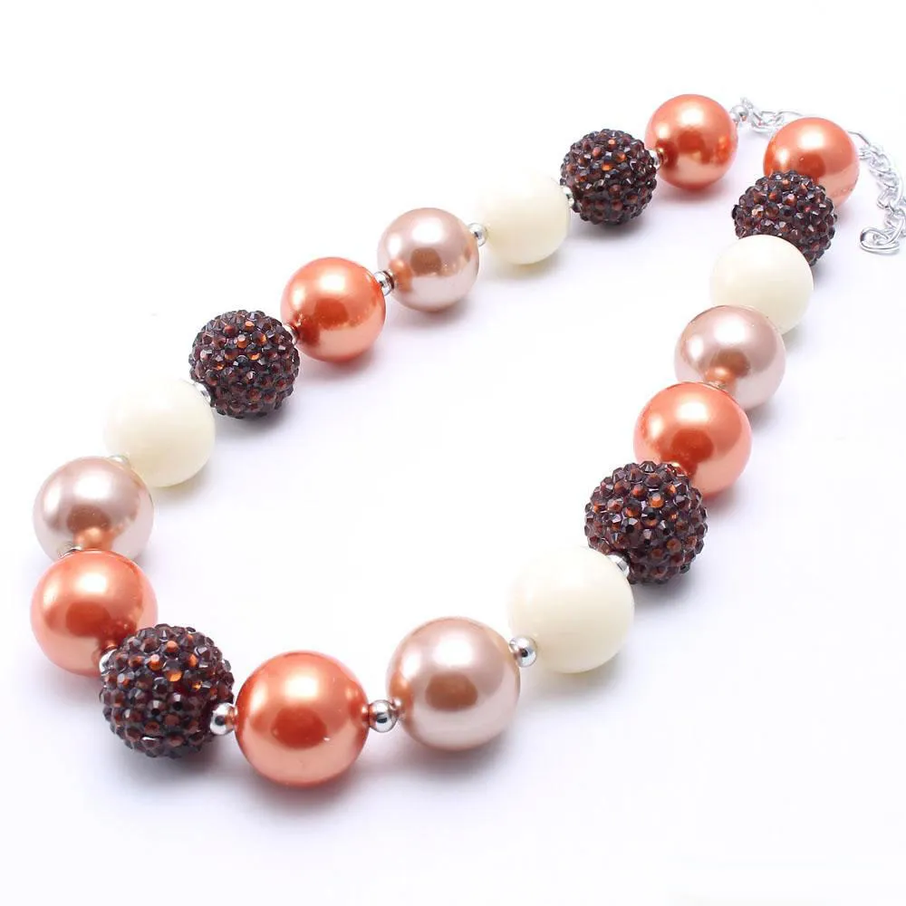 Coffee Color Fashion Baby Kid Chunky Necklace Best Gift New Arriel Bubblegume Bead Chunky Necklace Jewelry For Baby Kid Girl