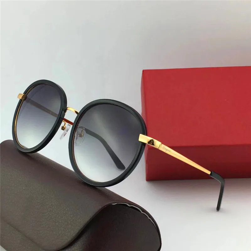 Luxury-Style Women Solglasögon Retro Cirkulär Ram Fashion Designer Populär stil UV Protection Eyewear Toppkvalitet med Original Box 150