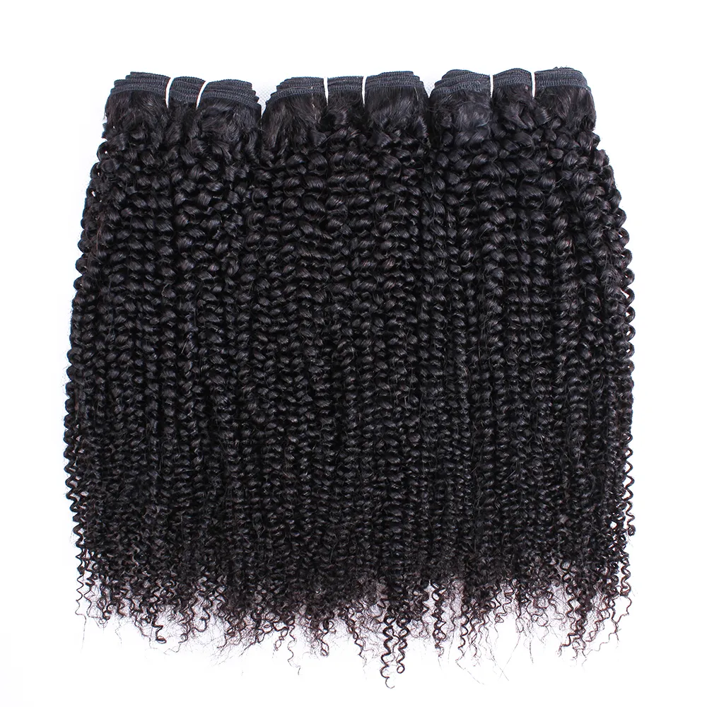 Natural Color 3 Bundles Afro Kinky Curly Remy Indian Human Hair Weaving 10-26 inch No Shedding Weft