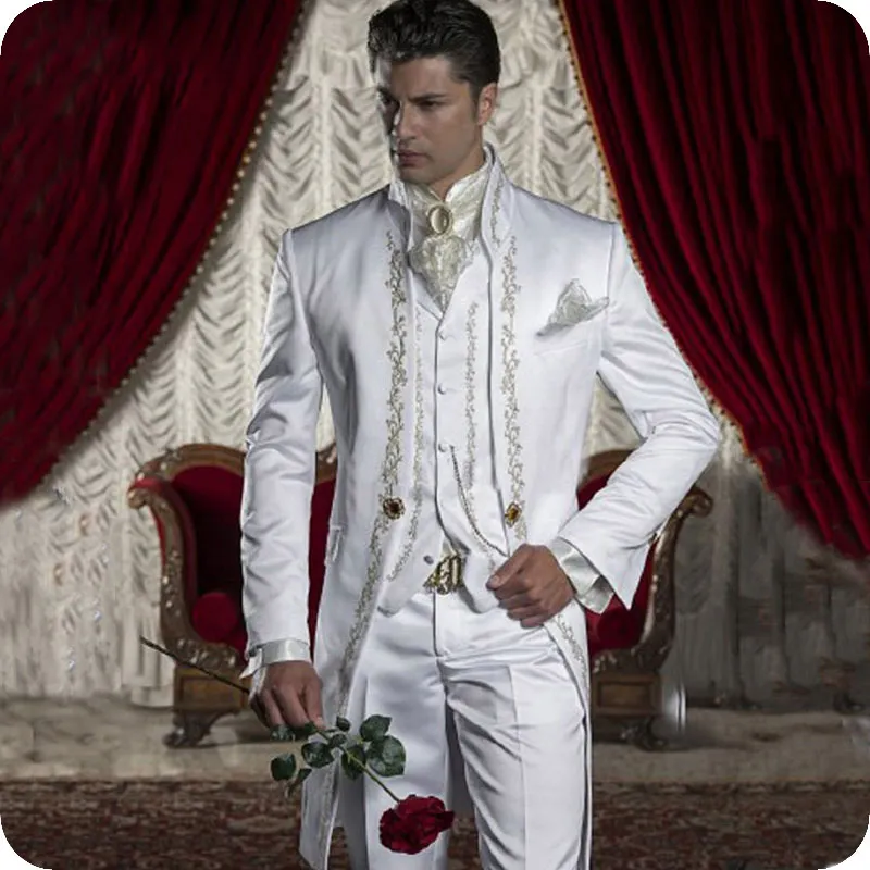 Heren 3-delige pakken Slim Fit Peak Revers 2 Knopen Blazer Jas Vest