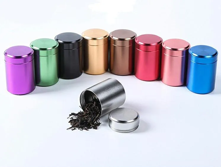 9 Couleurs Beau Pot En Aluminium Boîte À Thé 45x65mm Petit Cylindre Boîtes  Scellées Café Thé Étain Conteneur Boîte De Rangement SN1058 Du 2,2 €