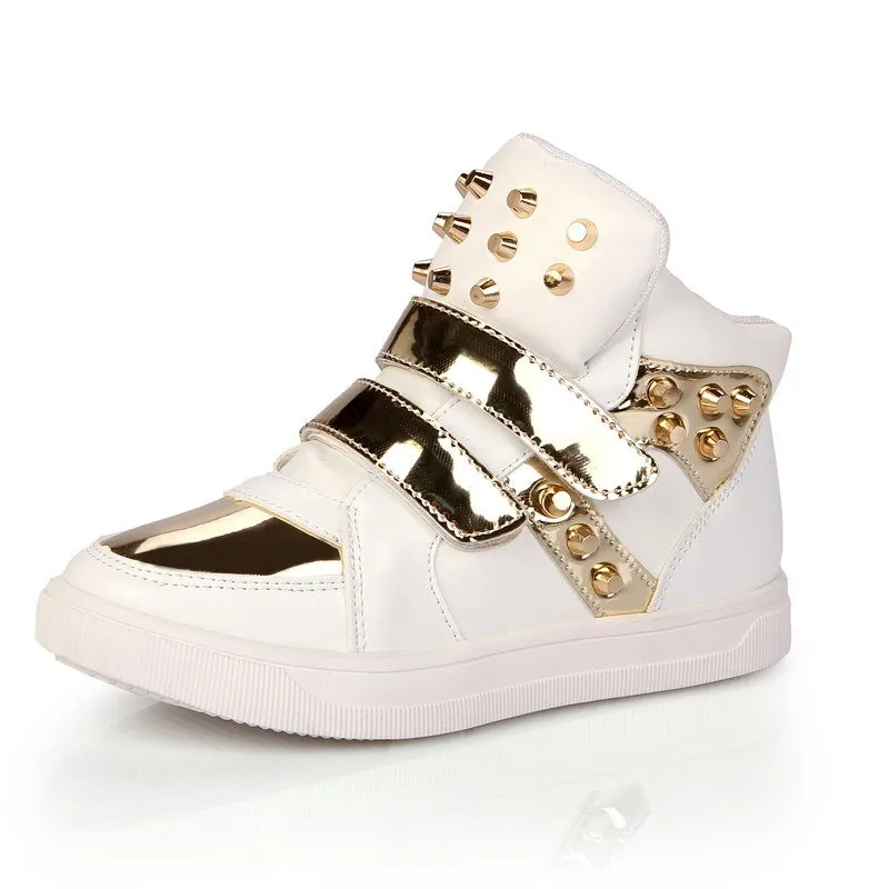 Scarpe Bambini Ragazzi Sneakers Alte Bambini Bianco Scuola Sport Casual Ragazze Scarpe Da Corsa Traspirante Rivetto Moda Maglia Piatta Morbida Da 35 56 DHgate