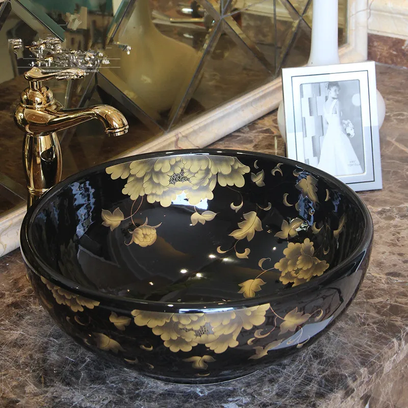 Porcellana Lavabo Lavabo fatto a mano Lavabo artistico Lavabo da appoggio in ceramica Lavabo da bagno Lavelli da bagno lavabo vintage