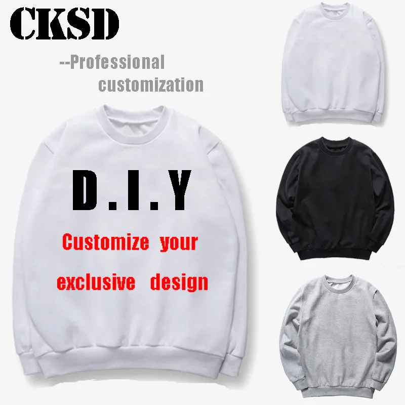 2019 Privat anpassat kvinnors diy mode klassiska hoodie rund hals hip hopp tröja diy original hus rock män och kvinnor wydiy