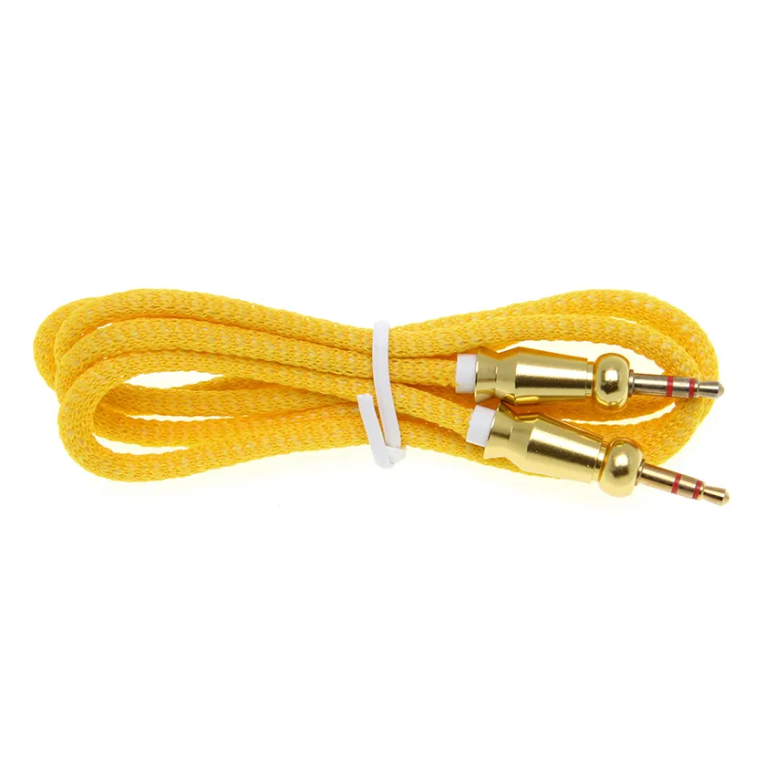 Audio Jack 3.5 mm mâle à tissu chiffon rond gourde audio câble auxiliaire pour iPhone casque de voiture haut-parleur fil ligne Aux Cord 500pcs