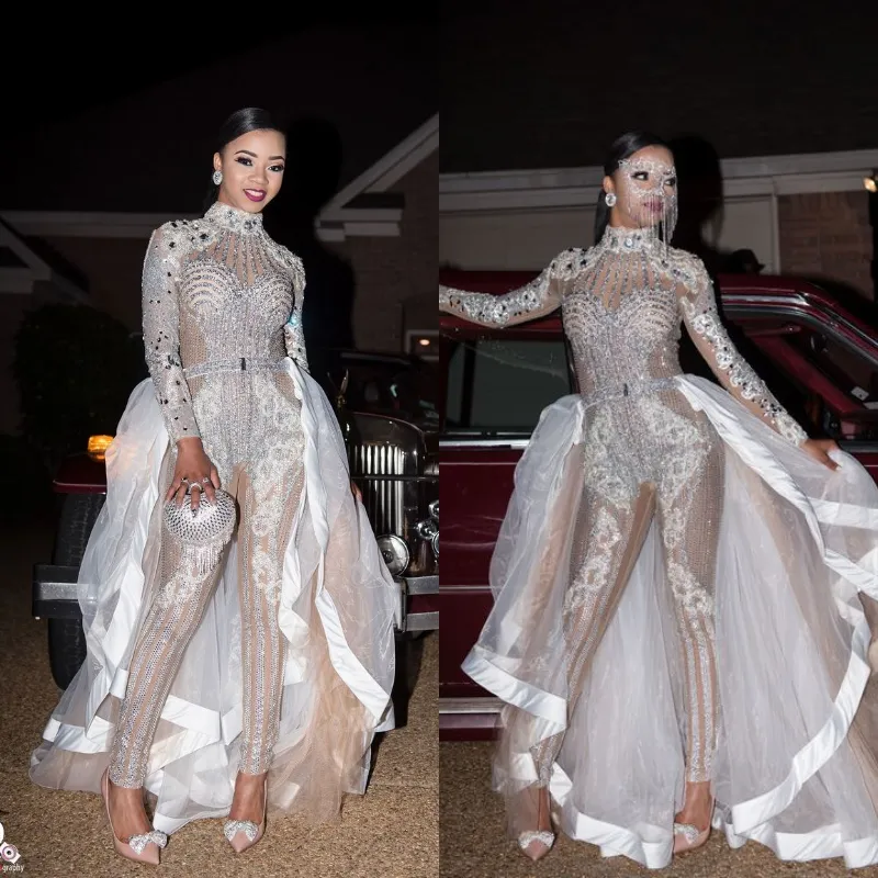 2022 Kardashian Luxury Crystal Beaded Jumpsuit With Detachable