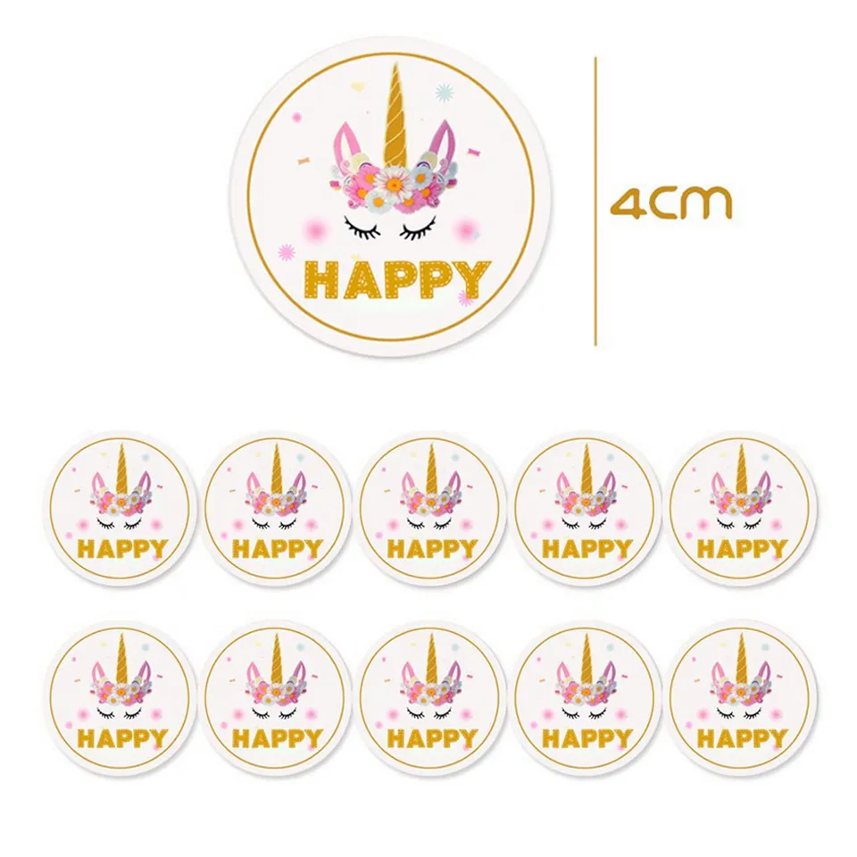 Tronzo Unicorn Candy Box Sticker Birthday Party Decorations kids Happy Unicorn Party Gift Box Stickers Packaging Wedding Gifts