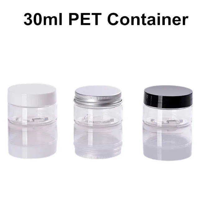 80 X عالية الجودة 30G / 30ML (1 OZ) جولة PET الجرار واضحة مع Alumimun / PP اغطية للجمال والإيدز الصحة