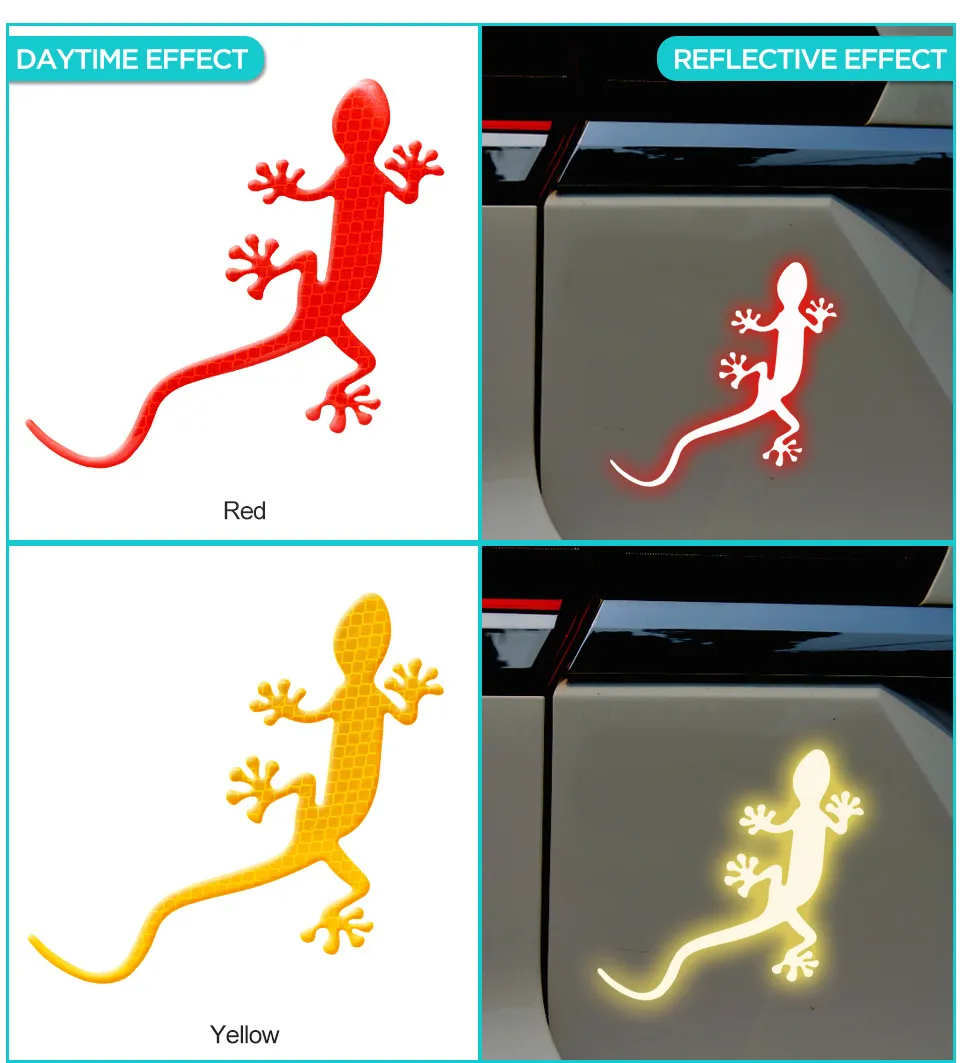 Adesivo Riflettente Per Auto A Forma Di Gecko – Sicurezza E Divertimento Per Bambini