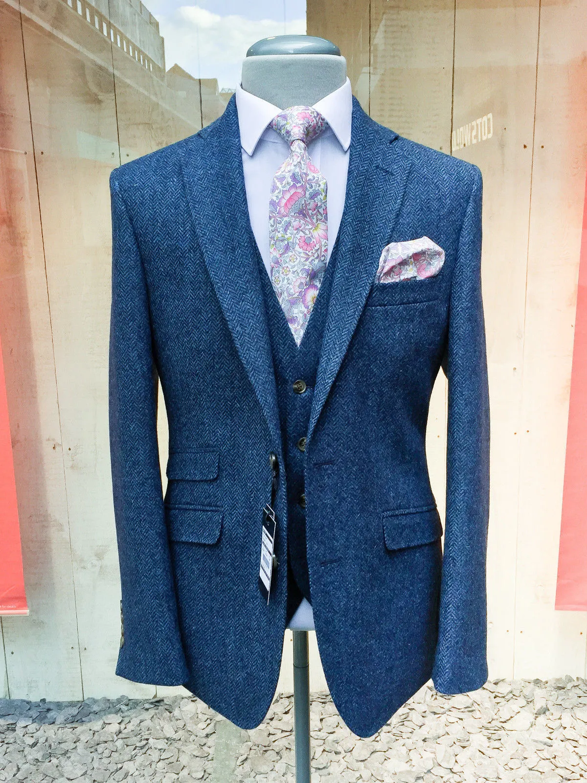 Blue tweed suit best sale jacket