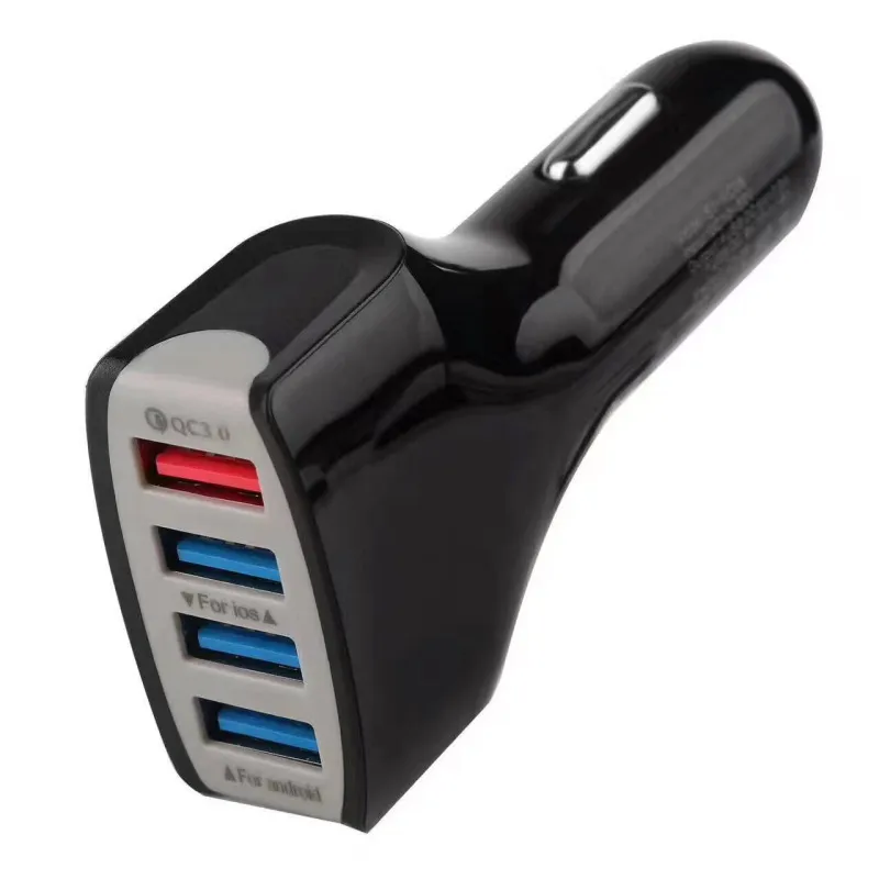 QC 3.0 Schnelllade-Autoladegerät 4-Port-USB-Multifunktions-Autotelefonladegerät