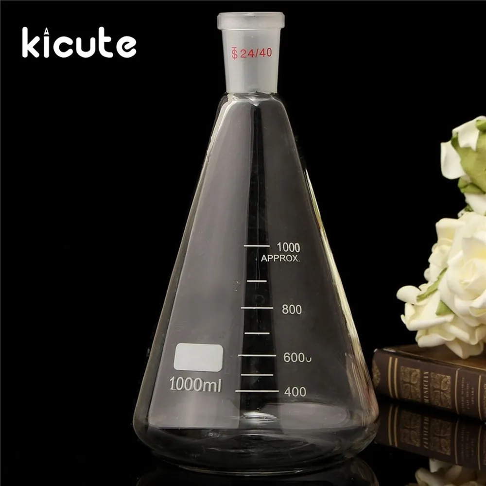 Lab Supplies 24/401000ml transparent glass conical flask laboratory teaching supplies safety glassware tool