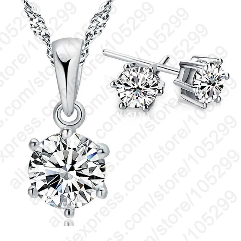 Top Grade Wedding Jewelry Set Austria Crystal Stud Earrings Necklace 925 Pendant Necklace Nice