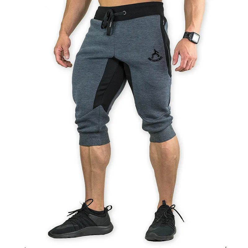 Short décontracté en coton pour hommes 3/4 Jogger Capri Pantalon respirant sous le genou Pantalon court avec trois poches MX200324