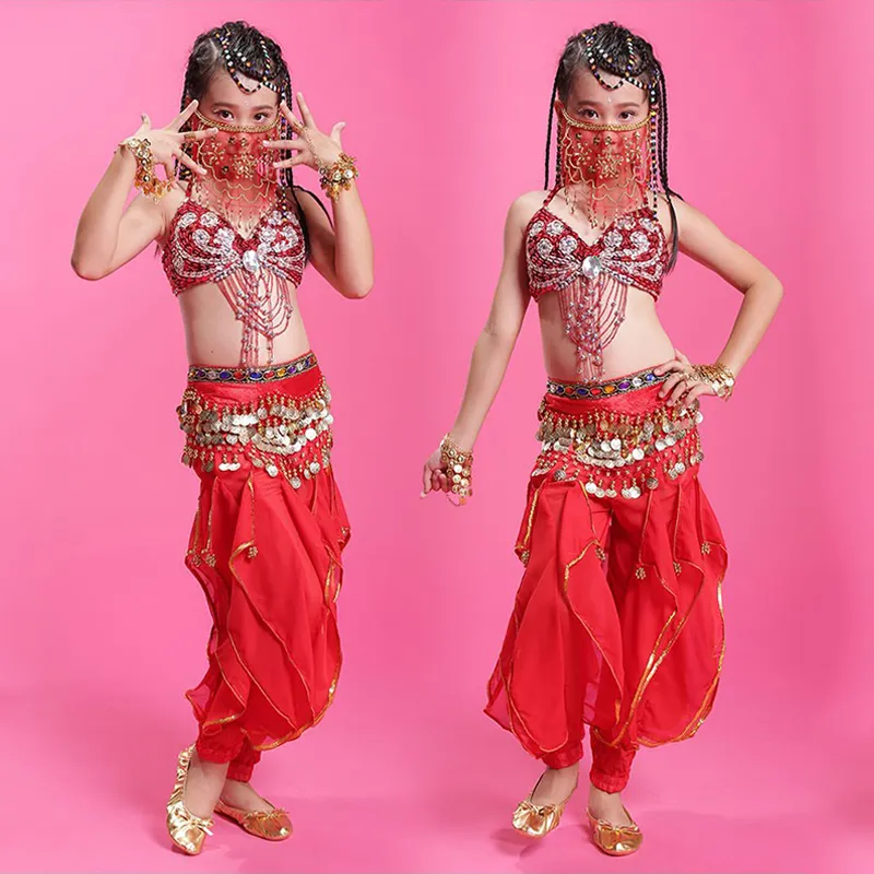 Children Kids Team Belly Dance Costumes Set Belly Dancing Bra Belt Pants  With Golden Coins Set Bellydance Clothing От 12 029 руб.