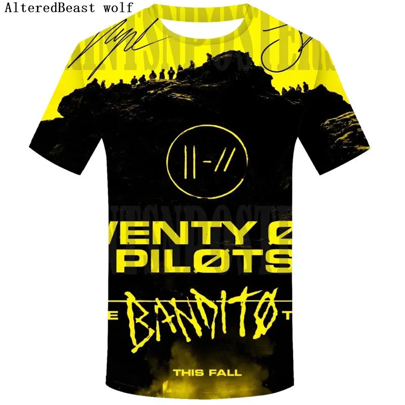 Twenty One Pilots Män 3D T-shirt Män Harajuku Topp Hip Hop Man's T-shirt Streetwear Mor Toppar Modig Mens Kläder Tshirt Y19072201