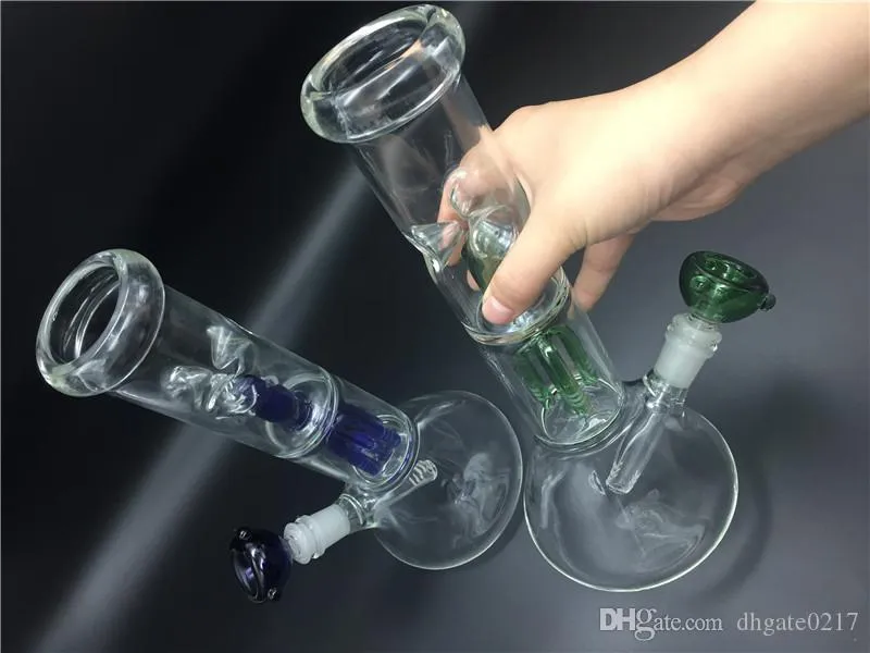 Black Leaf ELITE Beaker Base 6 Arm Perc Bong Carb Hole Blue Green Glass