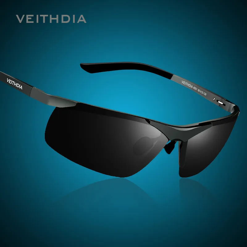 VeithdiaブランドAlumunumメンズ偏光UV400ミラーサングラスRIMのない長方形メンズサングラスアイウェア6501 CX200704