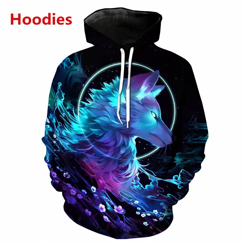 Hip Hop Sportwear Punk Casual Lose Track Hosen Herbst Männer Cool Print Galaxy Space Wolf 3d Hoodies