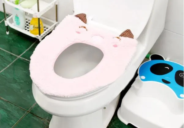 Acheter Housse de siège de toilette universelle ronde coussin de siège de  toilette salle de bain tapis de couverture de toilette hiver épais chaud  lavable chat dessin animé mignon housses de siège