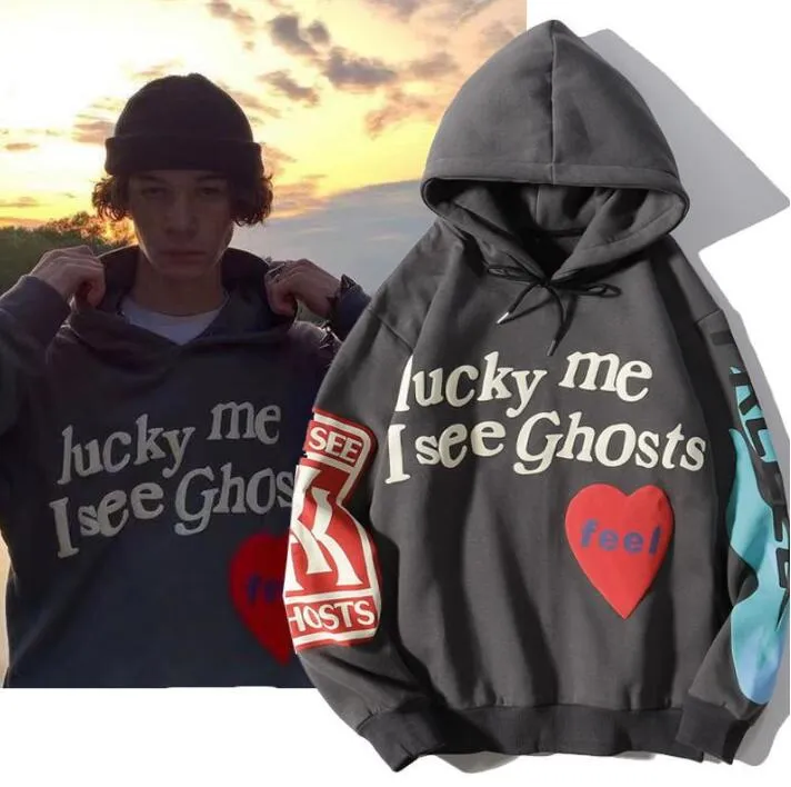 Bluzy z bluzy z bluzy z bluzy z kapturem męskiego „Lucky Me Ghosts”