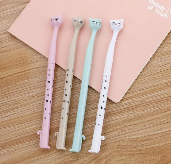 Creative stationery cute high-legged cat neutral pen learning stationery cartoon pen quality signature pen 100pcs/lot WL181