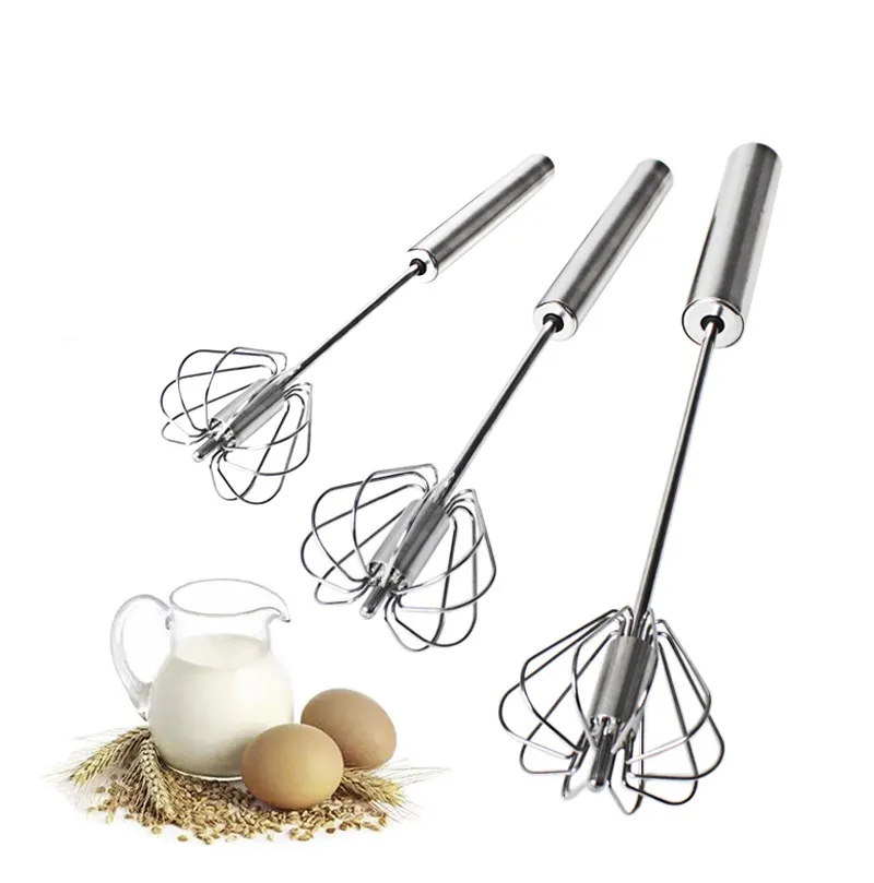 Semi-automatic Egg Whisk Stainless Steel Hand Push Blender Egg Beater Milk Frother Mixer Stirrer Kitchen Stiring Tool XBJK1911