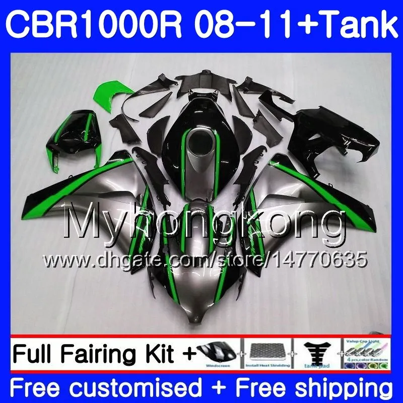 Bodys + Tank for HONDA CBR 1000RR CBR 1000 RR فضي أخضر 2008 2009 2010 2011 277HM.59 CBR1000 RR 08 10 11 CBR1000RR 08 09 10 11 Fairing