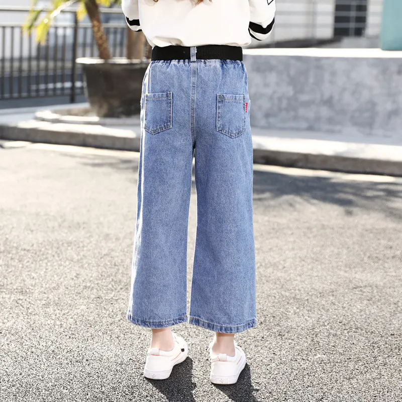 Kids Jeans Girl Wide Leg Pants Girls Jeans Elastic Waist For Girls