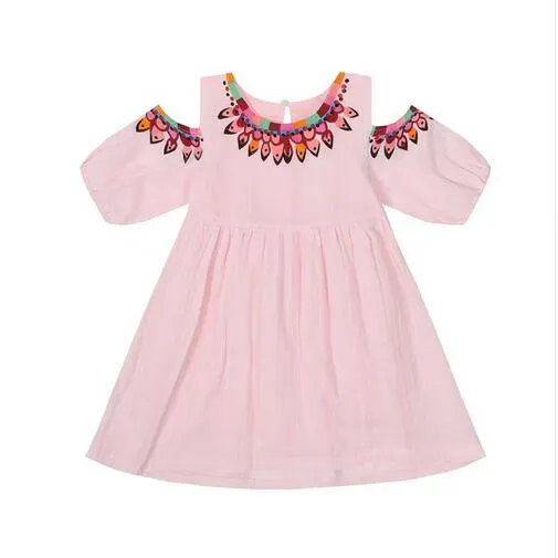 Cotton Girl Dress 2019 Summer New Girl Clothes Casual Sundress Abito senza spalline a maniche corte Abito da principessa GB602