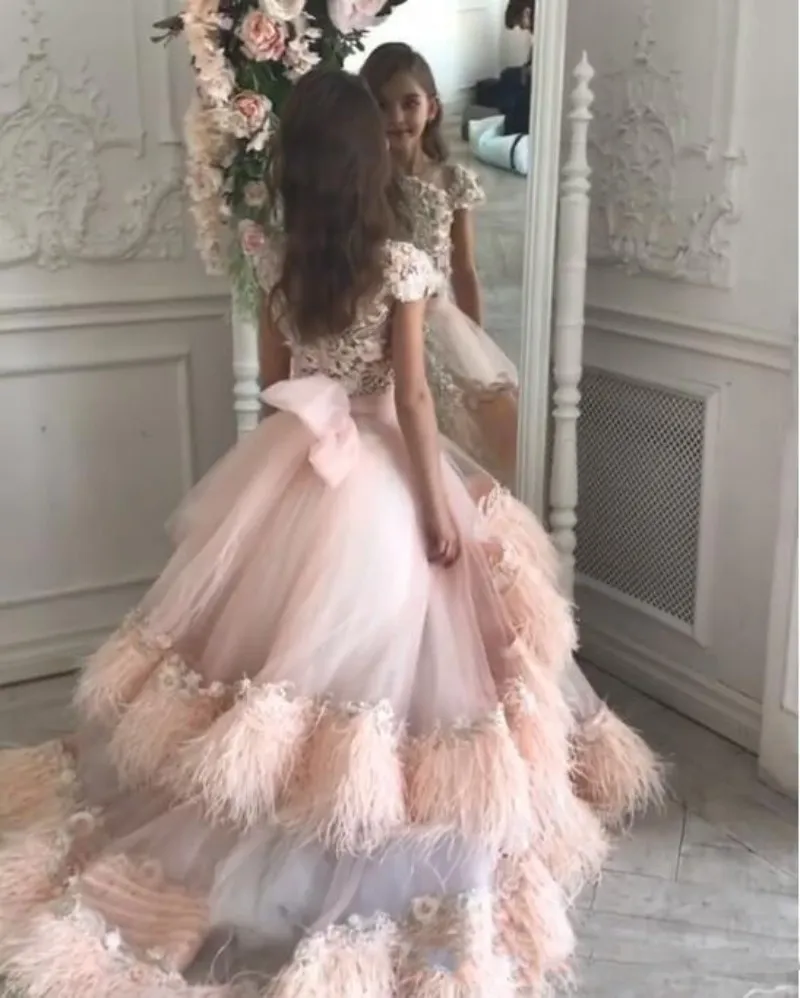 Abiti Da Spettacolo Ragazze Principessa Rosa Di Lusso Abito Da Ballo In Pelliccia A Strati Tulle Abiti Lunghi Bambini Abiti Da Ballo Di Compleanno Da 91 85 DHgate