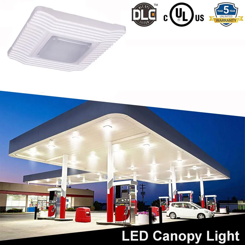 Luminaire à auvent LED, lumières de station-service, étanche IP65, 100 V 277 V pour aire de jeux, salle de sport, entrepôt, garage, arrière-cour, certifié ETL DLC