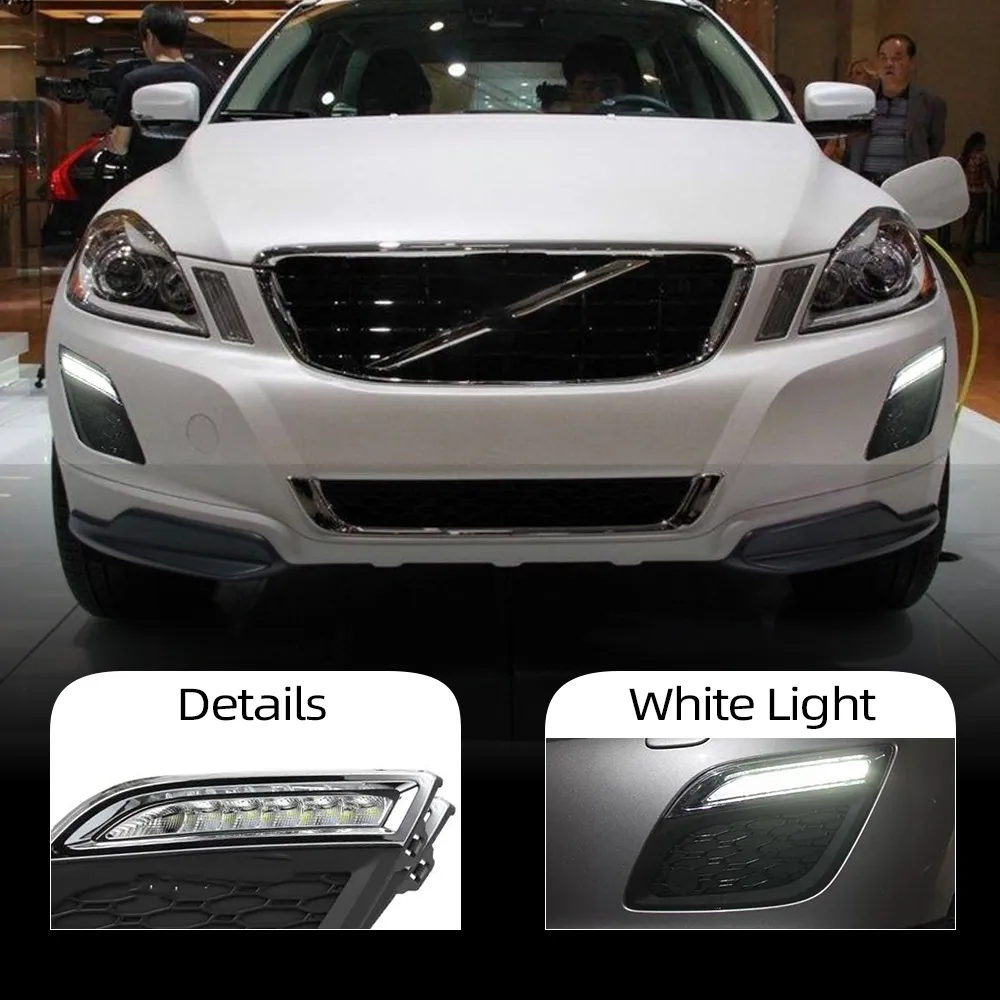 2PCS LED Dagtid Running Light för Volvo XC60 2011 2012 2013 LED DRL LED Daylight med dämpningsfunktion