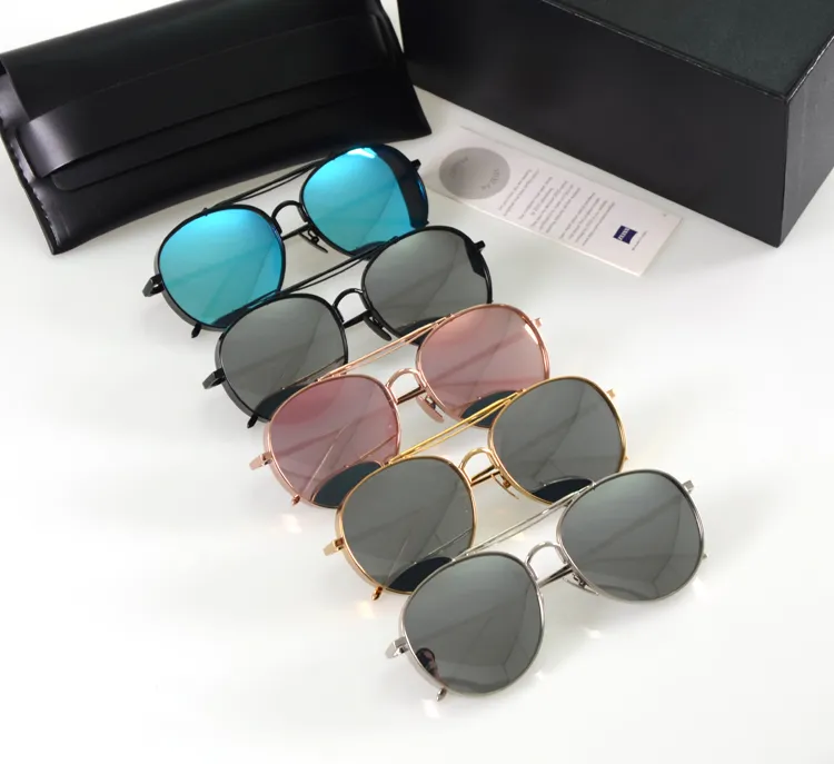 Luxury-New Fashion Big Bully Aviation Style Polaroid Solglasögon Kvinnor Korea Märke V Design Tjockmetallram Solglasögon Oculos de Sol
