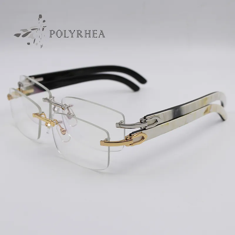 Luxury Buffalo Horn Frames Men Women Rimless Optical glasses Brand Designer Quality White Inside With Box And Cases291i