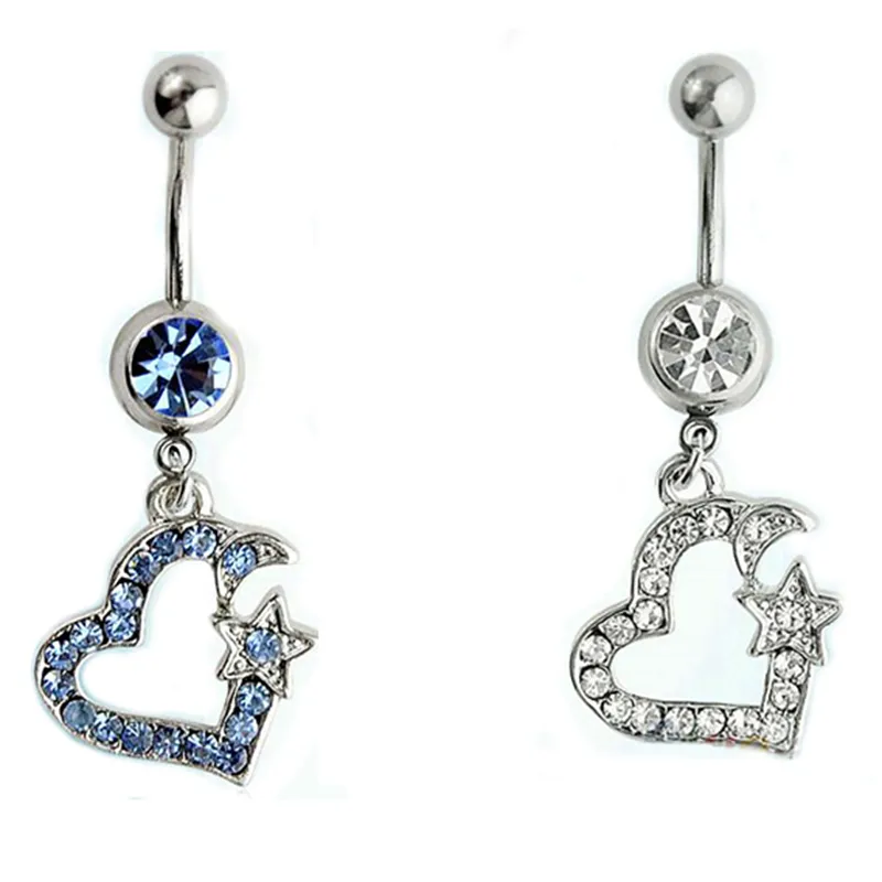 YYJFF D0674 Heart Belly Navel Button Ring