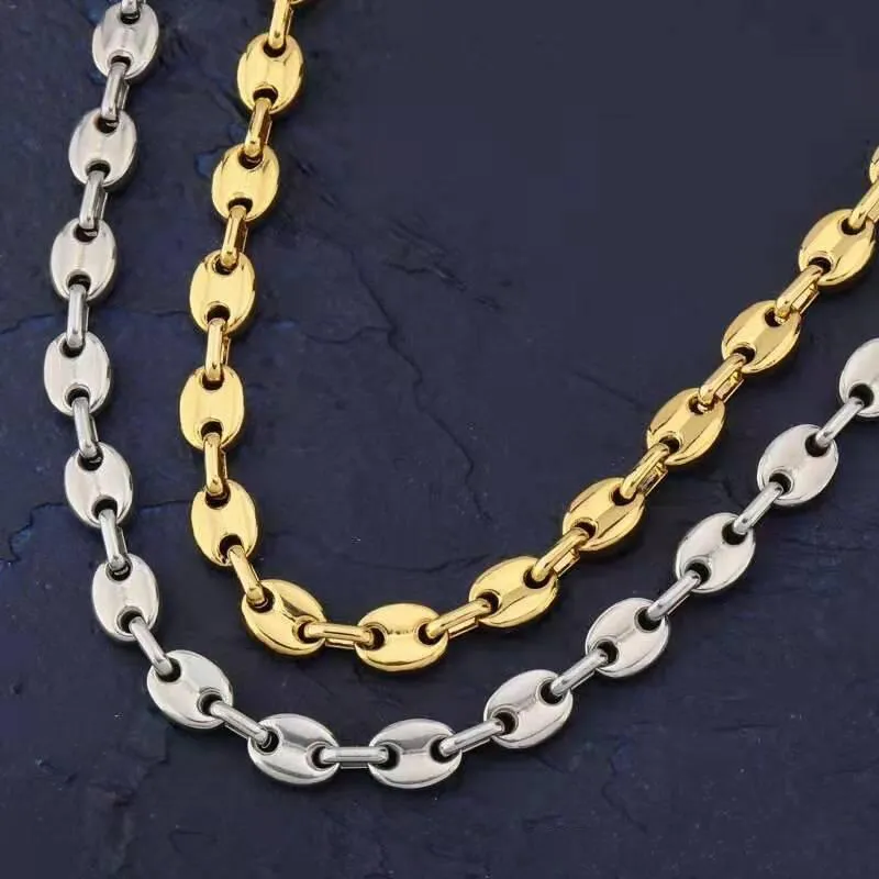 18 22 inches 8 mm Cubaanse linkketting ketting voor mannen luxe designer heren hiphop ketting roestvrijstalen zilvergouden ketens nekloc101853333