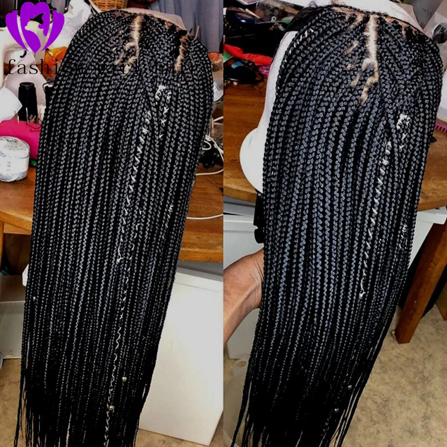 Long Braided Hair Synthetic Lace Front Wigs Handmade Collection Braideds With Baby Hair Box Braided Wig for Black Women339I