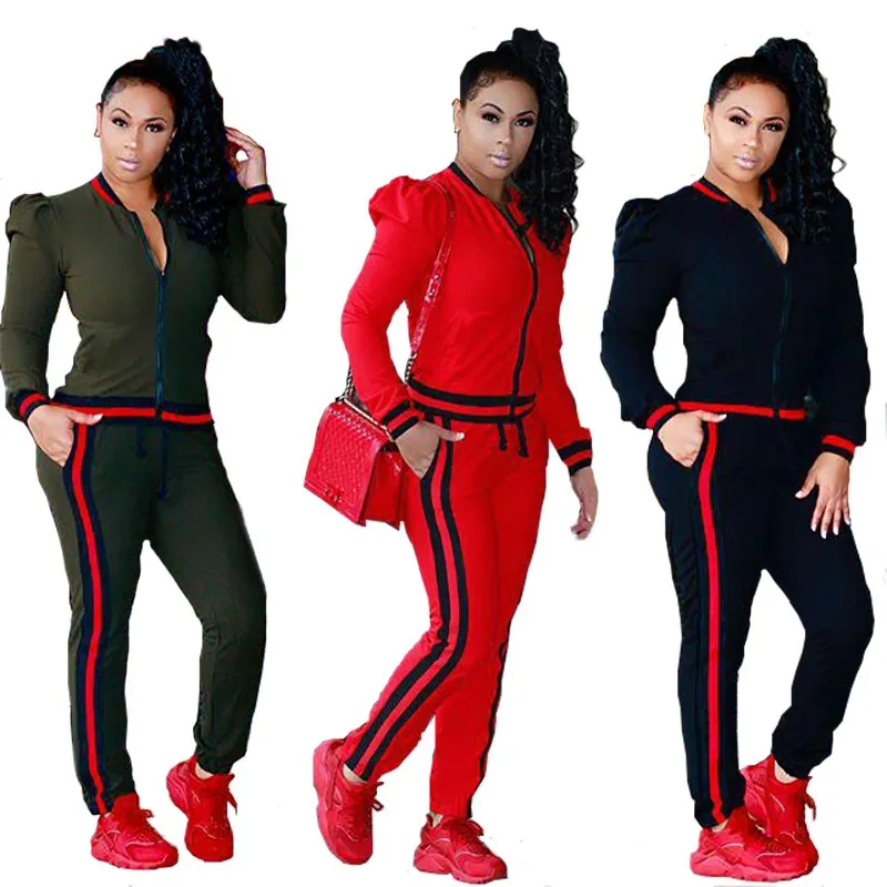 2 pezzi Stripe Jogger Pantaloni Donna Tuta Tuta Tuta sportiva Abbigliamento femminile Abiti Tute Taglie forti S-3XL 023