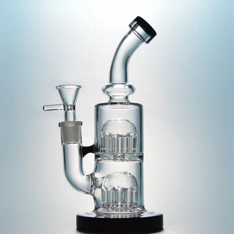 8 Inch 12 Arms Tree Perc Oil Rigs Hookahs Thick Glass Bong Double Tree Percolator Dab Rig With 14mm Joint Waterpipes Bubbler Pipe YQ01