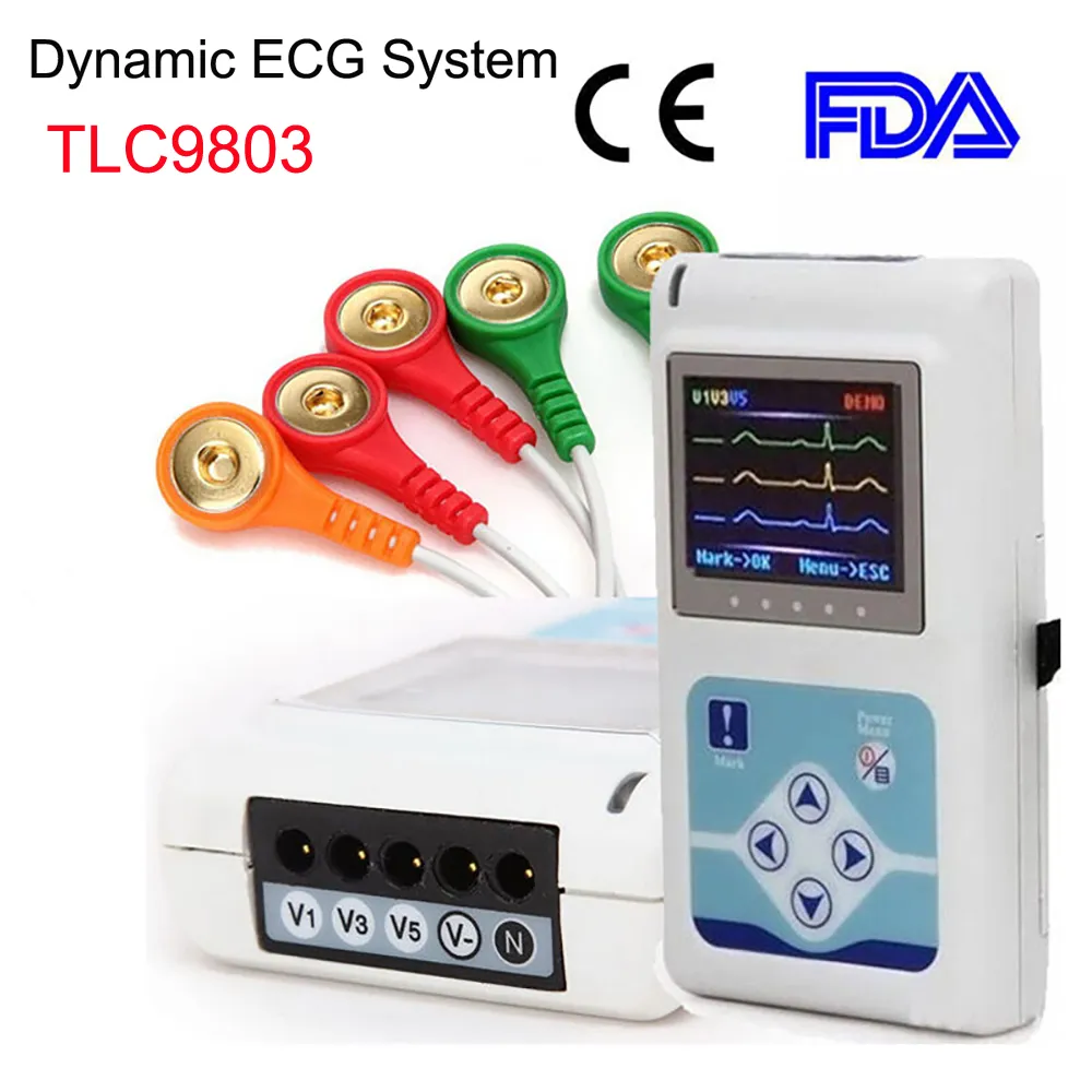 TLC9803 Dynamic ECG Machine Portable 3 Lead Electrocardiograph Handheld EKG Monitor 24 Hour HR Analyzer Recorder System CE FDA From Ec Med, $168.7, electrocardiografo portatil - Vimarsana News