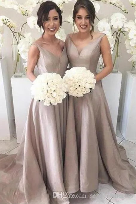 Simple Elegant Bridesmaid Dresses A Line Sleeveless V... From 71,51  |  DHgate